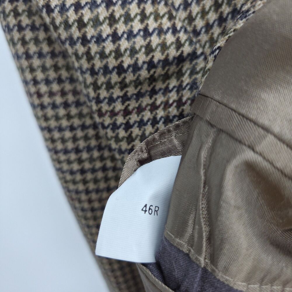 Vintage Oscar De La Renta Men's Brown Houndstooth Blazer Wool Lined Sz 46R - Picture 5 of 5